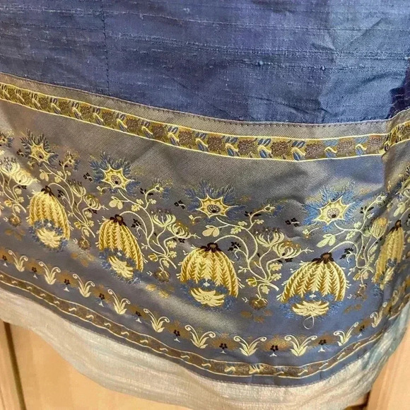 Paule Vasseur Blue Silk Sheath Embroidered Dress - Picture 4 of 10